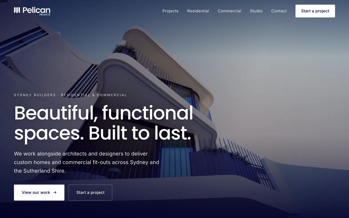 Pelican Projects website homepage